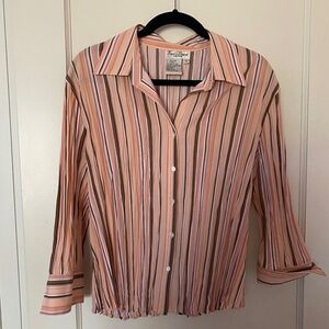 Fred David stretch pleated blouse, long sleeve , XL, multicoloured